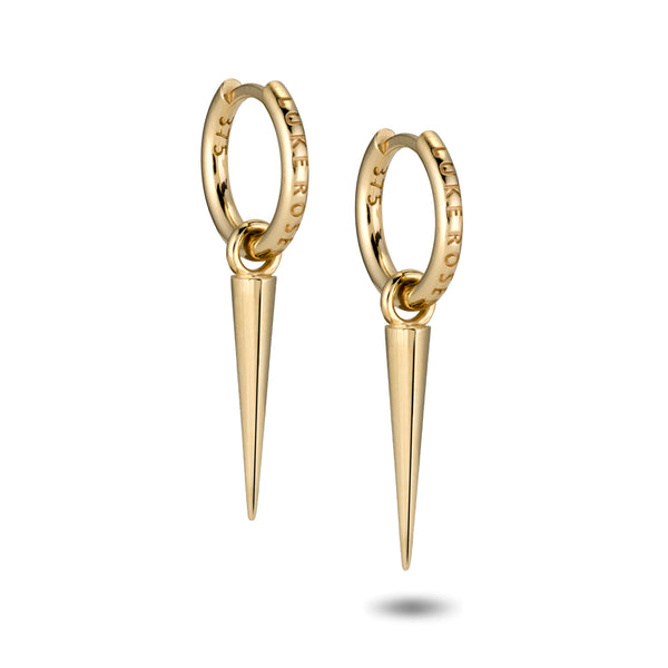 The Big Spike Huggie Hoops in Yellow Gold