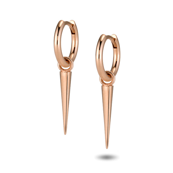 The Big Spike Huggie Hoops in Rose Gold