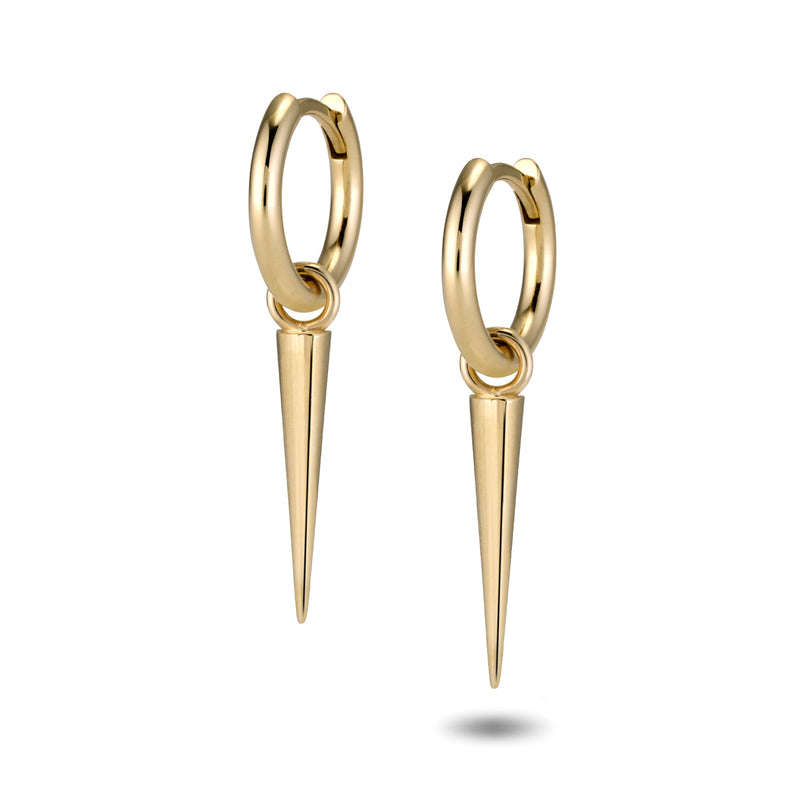 The Big Spike Huggie Hoops in Yellow Gold