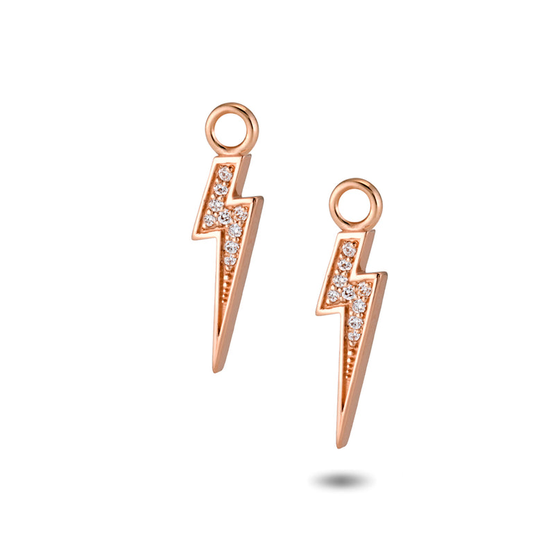 The TREASURE Diamond Lightning Bolt Huggie Hoops in Rose Gold