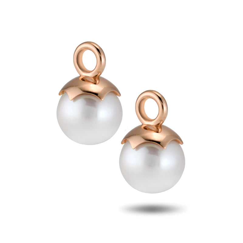 The Freashwater Pearl Huggie Hoops in Rose Gold