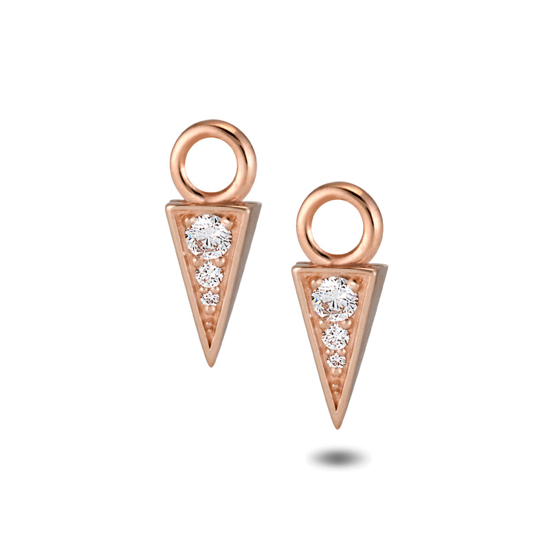 The TREASURE Diamond Pyramid Huggie Hoops in Rose Gold