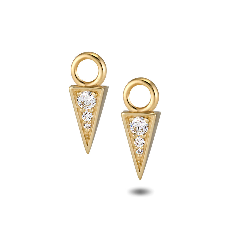 The TREASURE Diamond Pyramid Huggie Hoops in Yellow Gold