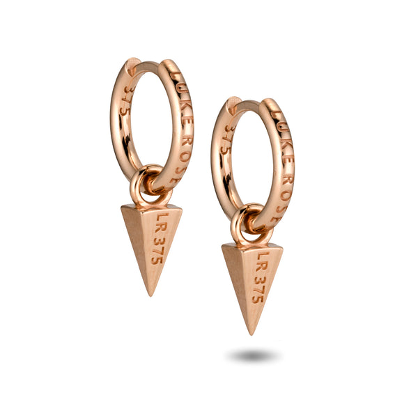 The TREASURE Diamond Pyramid Huggie Hoops in Rose Gold
