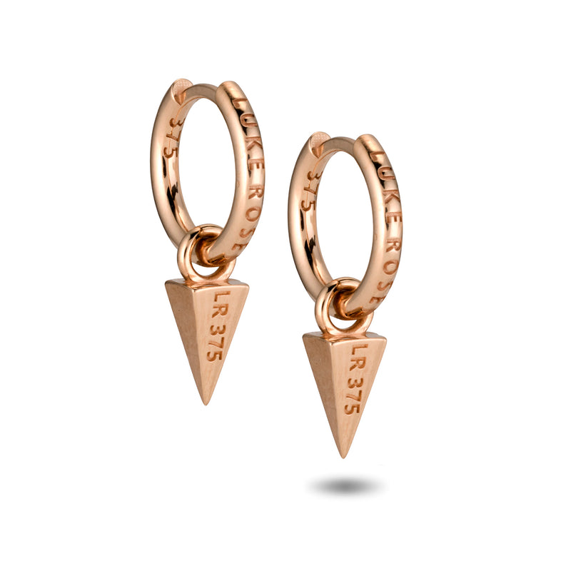 The TREASURE Diamond Pyramid Huggie Hoops in Rose Gold