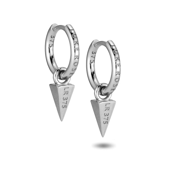 The TREASURE Diamond Pyramid Huggie Hoops in White Gold
