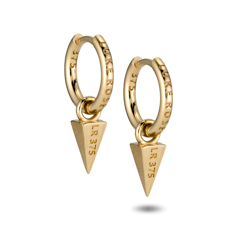 The TREASURE Diamond Pyramid Huggie Hoops in Yellow Gold