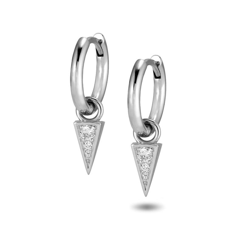 The TREASURE Diamond Pyramid Huggie Hoops in White Gold