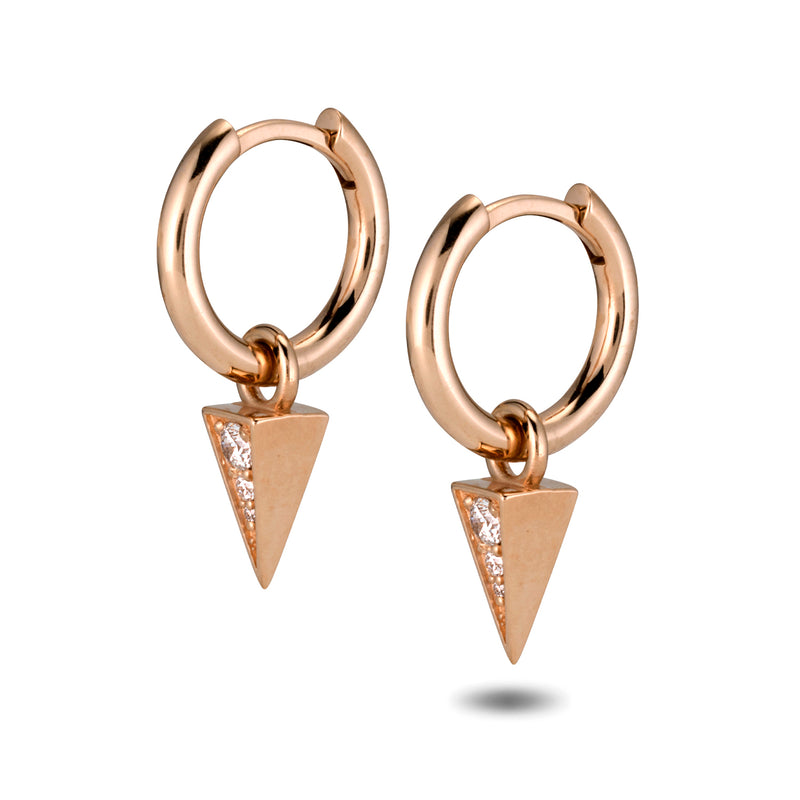 The TREASURE Diamond Pyramid Huggie Hoops in Rose Gold