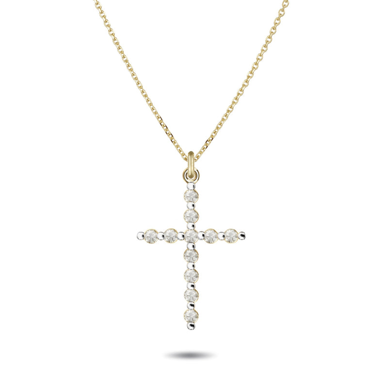 "RTS" Tiny Diamond Crucifix Necklace in Yellow Gold