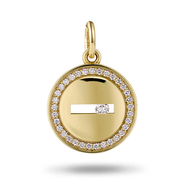 Solo TREASURE Halo Large Sliding Diamond Pendant in Yellow Gold