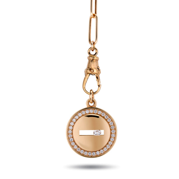 Solo TREASURE Halo Large Sliding Diamond Pendant in Rose Gold