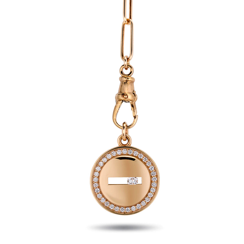 Solo TREASURE Halo Large Sliding Diamond Pendant in Rose Gold