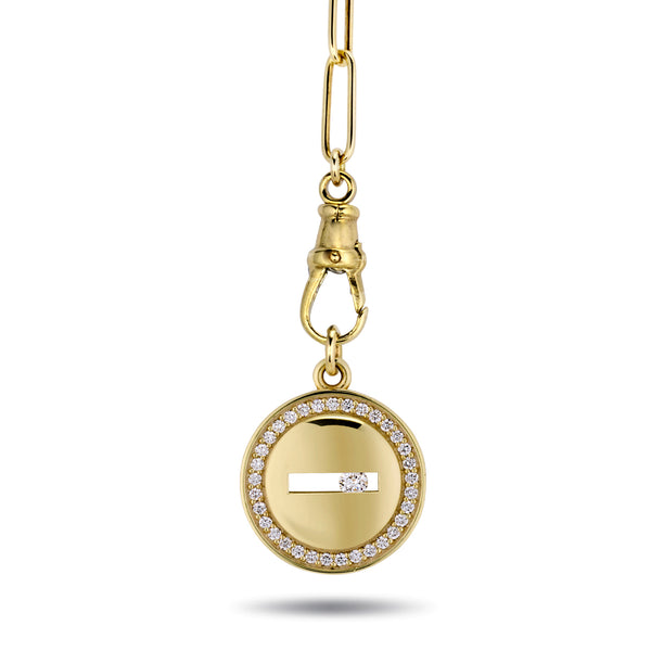 Solo TREASURE Halo Large Sliding Diamond Pendant in Yellow Gold