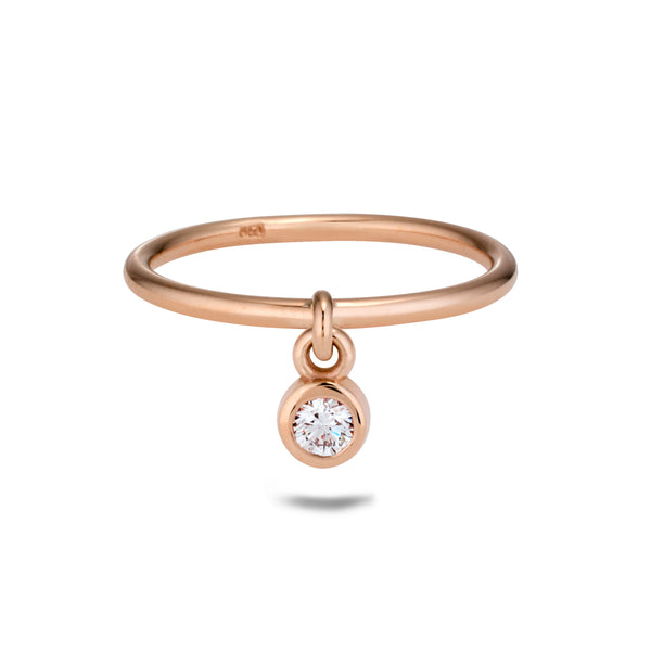 The TREASURE Diamond Drop Diamond Ring in Rose Gold