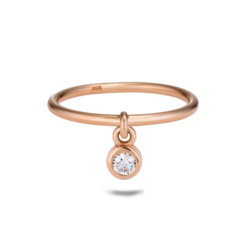 The TREASURE Diamond Drop Diamond Ring in Rose Gold