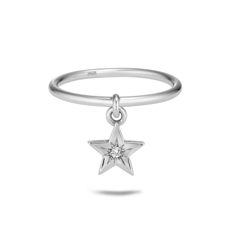 The TREASURE Diamond Star Drop Diamond Ring in Platinum