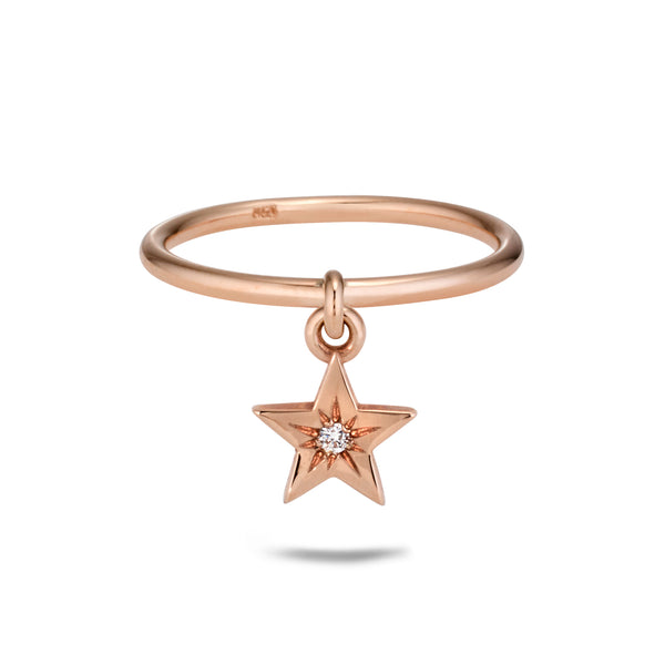 The TREASURE Diamond Star Drop Diamond Ring in Rose Gold