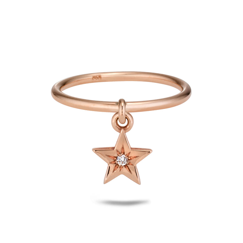 The TREASURE Diamond Star Drop Diamond Ring in Rose Gold