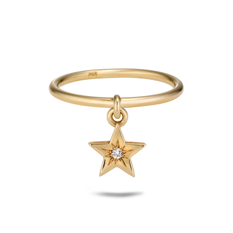 The TREASURE Diamond Star Drop Diamond Ring in Yellow Gold