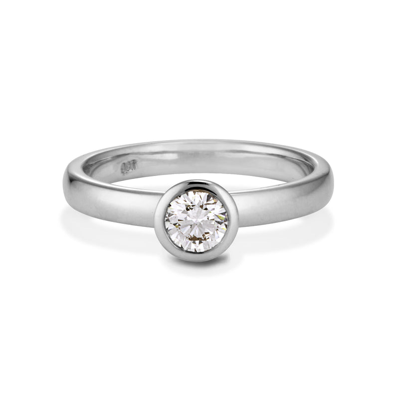 The Large White Diamond Cupped Stack Ring in Platinum