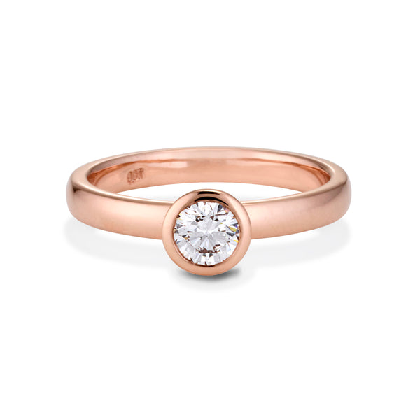 The Large White Diamond Cupped Stack Ring in Rose Gold