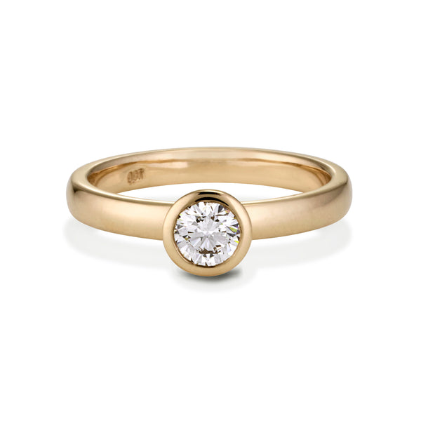 The Large White Diamond Cupped Stack Ring in Yellow Gold