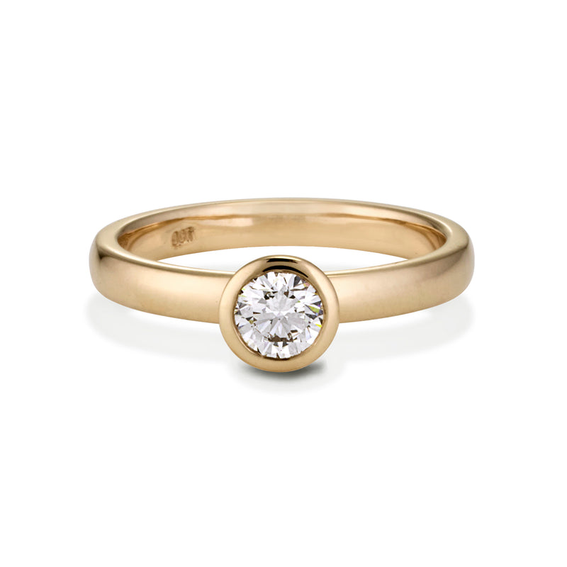 The Large White Diamond Cupped Stack Ring in Yellow Gold