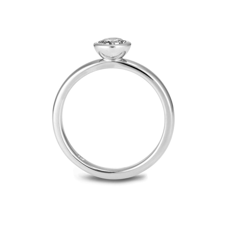 The Large White Diamond Cupped Stack Ring in Platinum