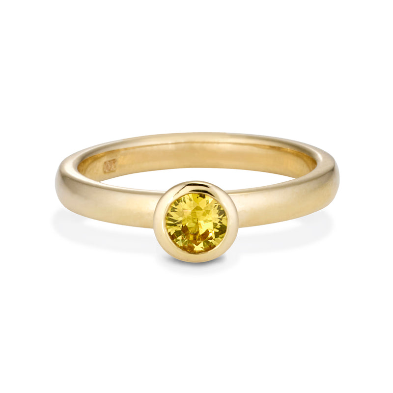 The Large Yellow Sapphire Cupped Stack Ring in Yellow Gold