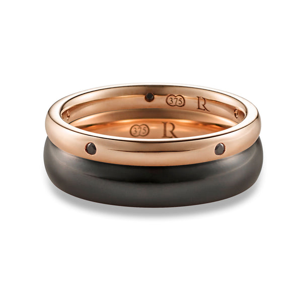 Black Zirconium and Rose Gold Narrow Band