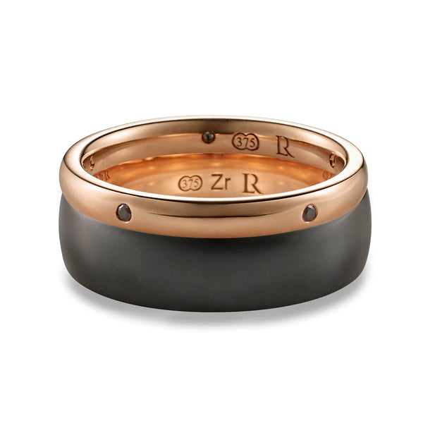 Black Zirconium and Rose Gold Band