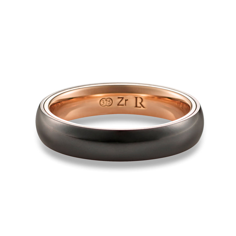 Black Zirconium and Rose Gold Narrow Band