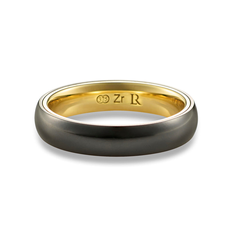 Black Zirconium and Yellow Gold Narrow Band