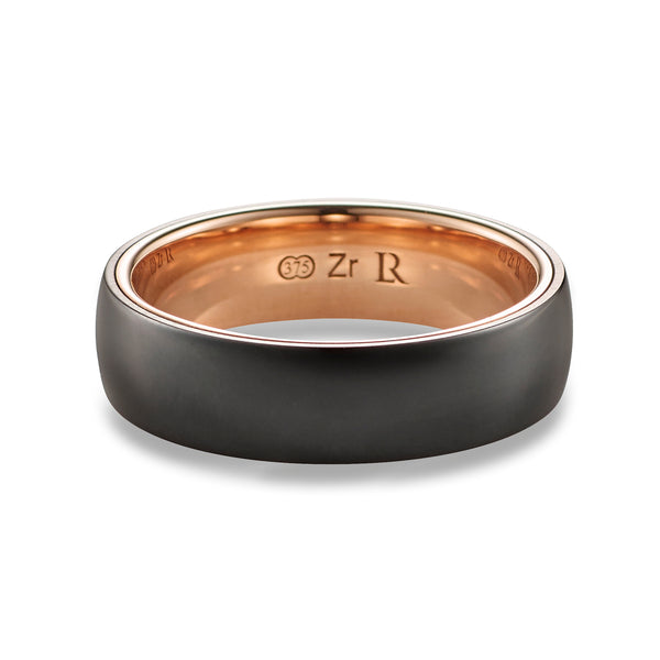 Black Zirconium and Rose Gold Band