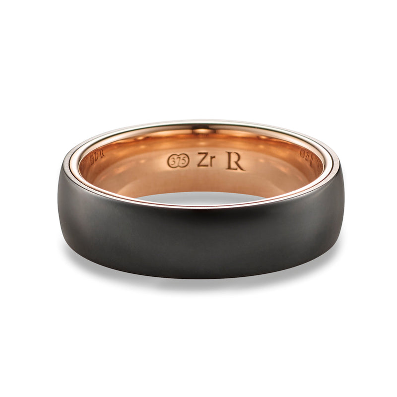 Black Zirconium and Rose Gold Band