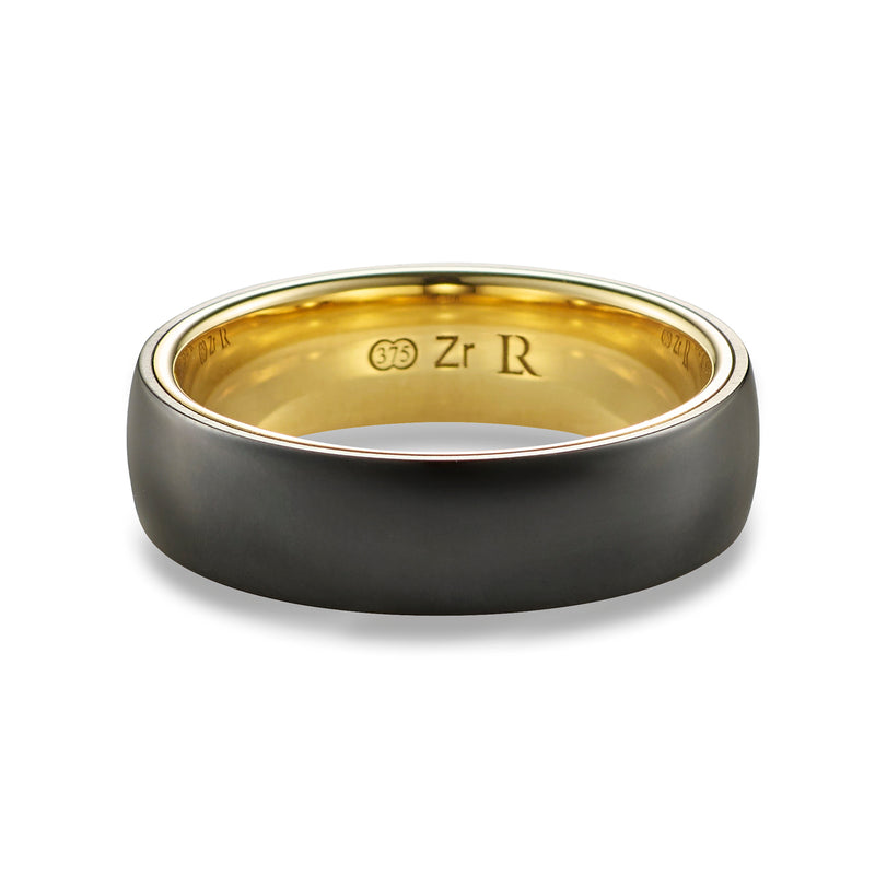 Black Zirconium and Yellow Gold Band