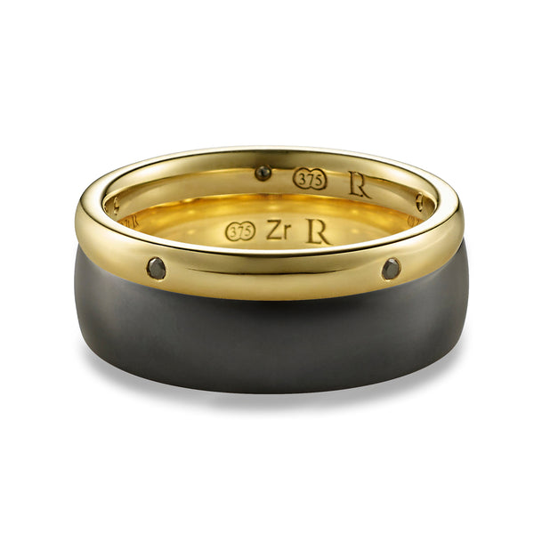 Black Zirconium and Yellow Gold Band