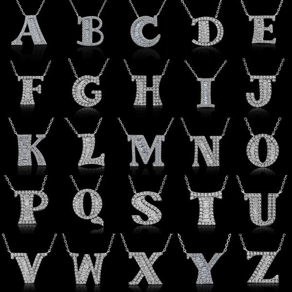 The "M" Diamond Treasure Initial Necklace in Platinum