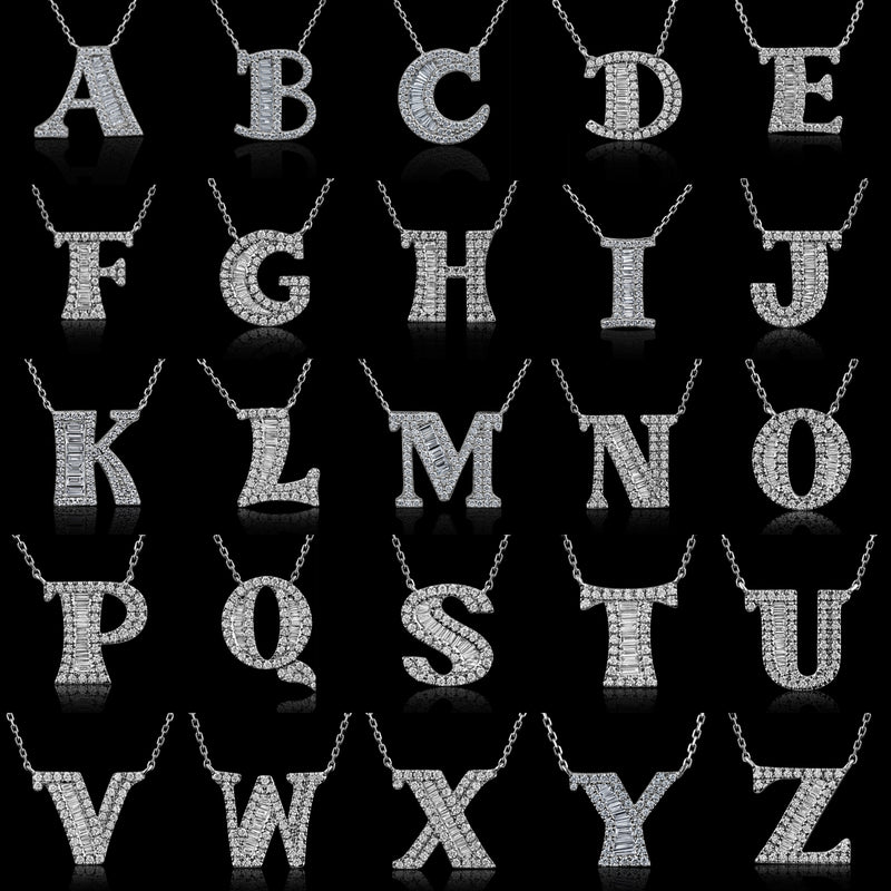 The "E" Diamond Treasure Initial Necklace in Platinum