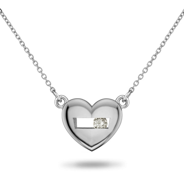 "RTS" Baby Heart Sliding Diamond Necklace in Platinum