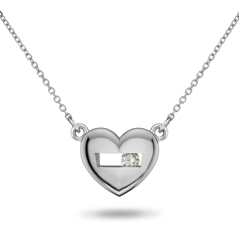 Baby Heart Sliding Diamond Necklace in Platinum