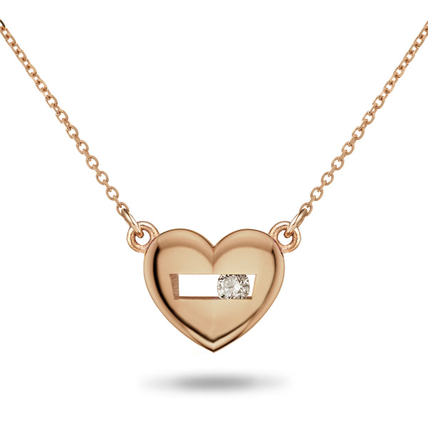 "RTS" Baby Heart Sliding Diamond Necklace in Rose Gold