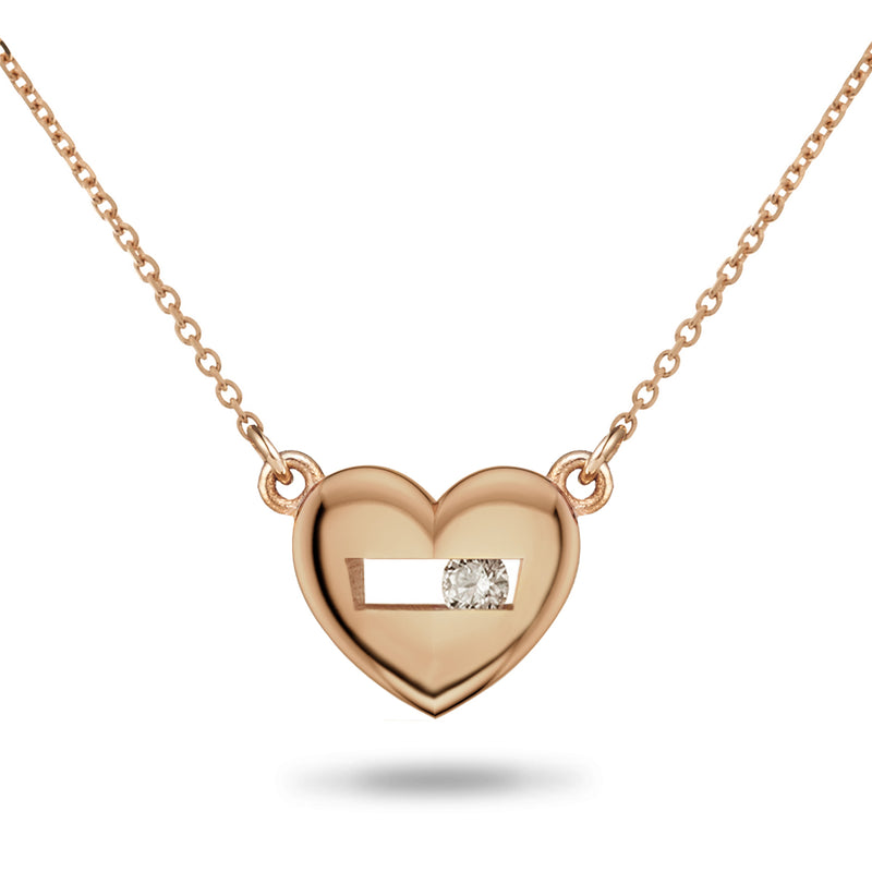 Baby Heart Sliding Diamond Necklace in Rose Gold