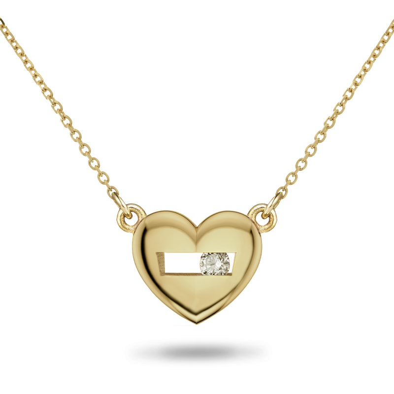 Baby Heart Sliding Diamond Necklace in Yellow Gold