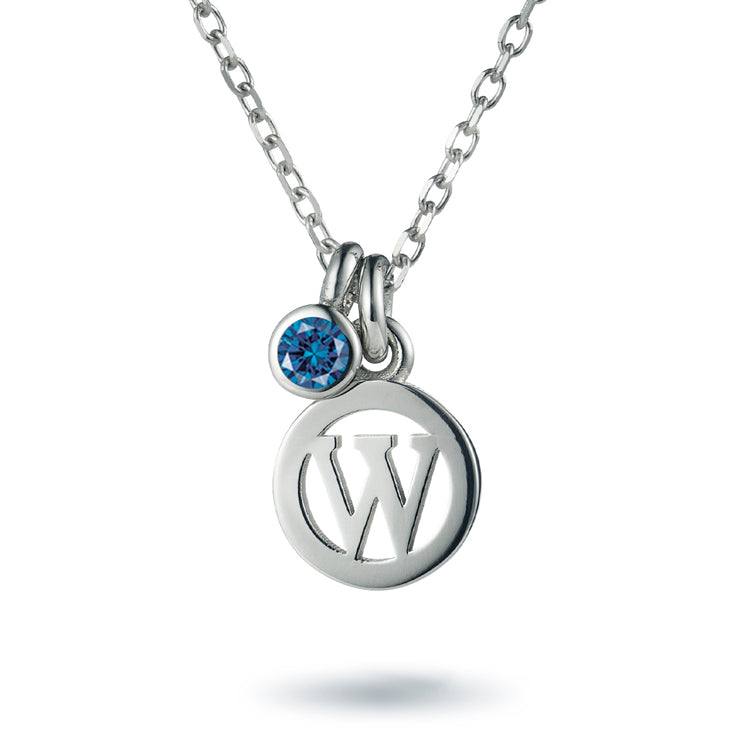 Bespoke Blue Diamond Drop Initial Disc Necklace for Vicky