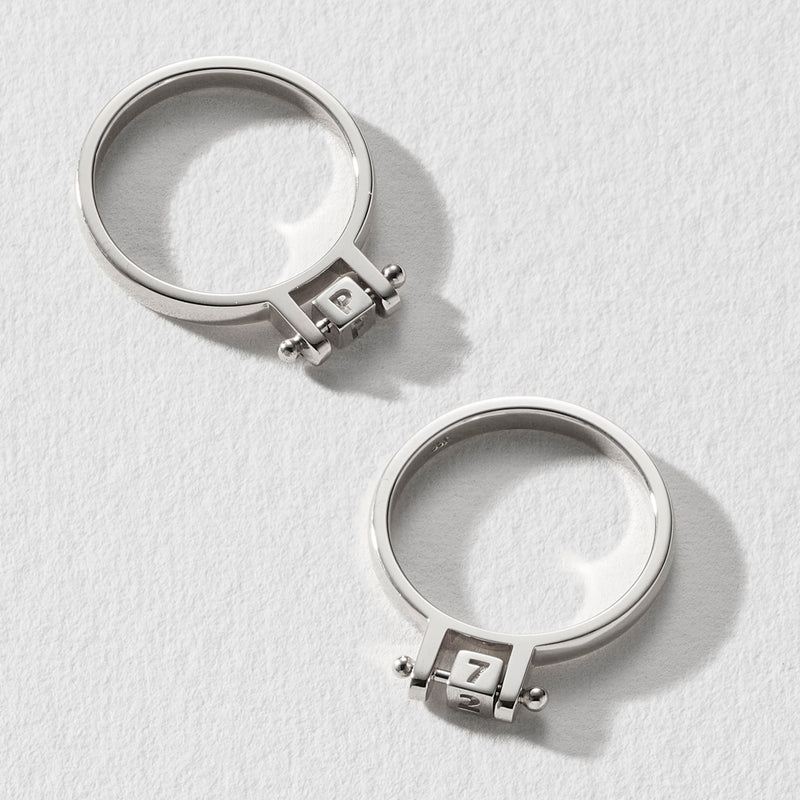 Initial Cube Abacus Ring in Platinum