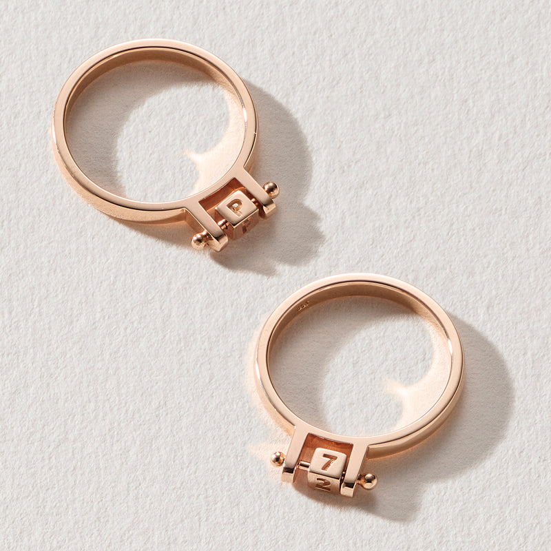 Initial Cube Abacus Ring in Rose Gold