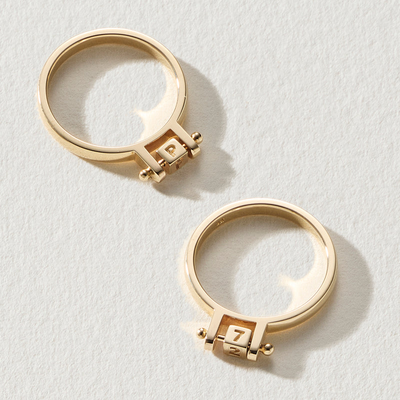 Initial Cube Abacus Ring in Yellow Gold