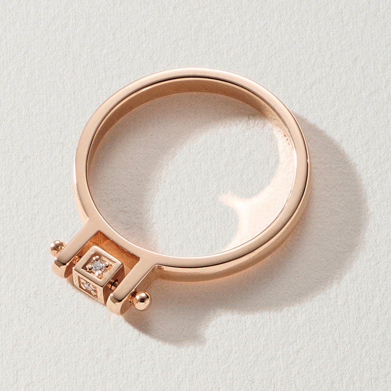 Diamond Cube Abacus Ring in Rose Gold